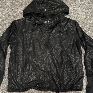 ZYIA Black Leopard Print Windbreaker Jacket